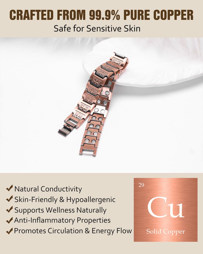 Jecanori Pure Copper Bracelet for Men, Magnetic Cross Bracelets for Men with 3500 Gauss Magnets, Mens Pure Copper Bracelet - Image 5